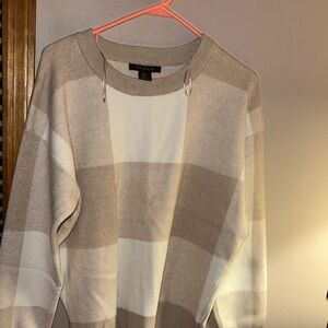 TanJay Tan and White Crew Neck Sweater